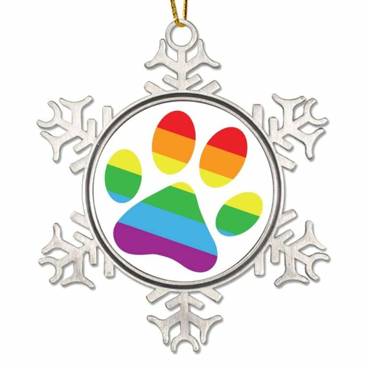 Gay Snowflake Metal Paw Ornament - Best Gay Christmas Ornaments