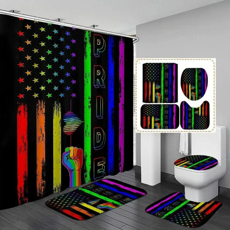 Gay USA Pride 4-Piece Shower Curtain Bathroom Set