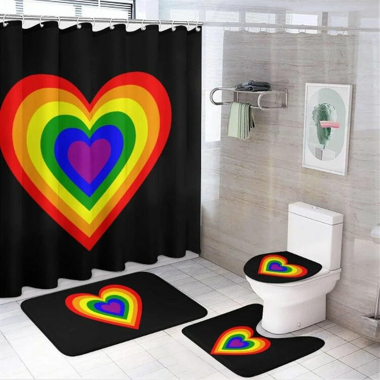 LGBT Heart 4-Piece Shower Curtain Bathroom Set