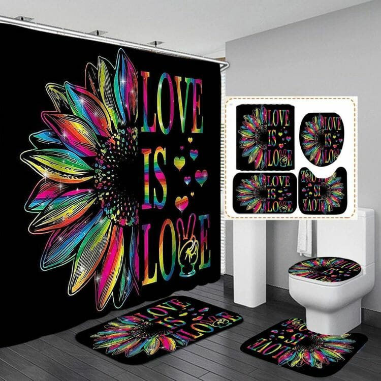 Love Is Love Gay 4-Piece Shower Curtain Bathroom Set