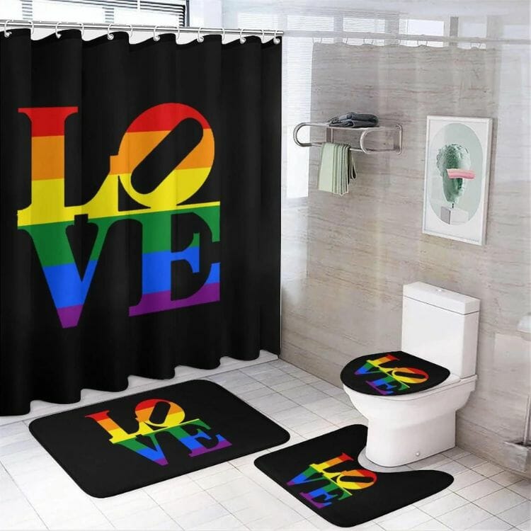 Rainbow Love 4-Piece Shower Curtain Bathroom Set
