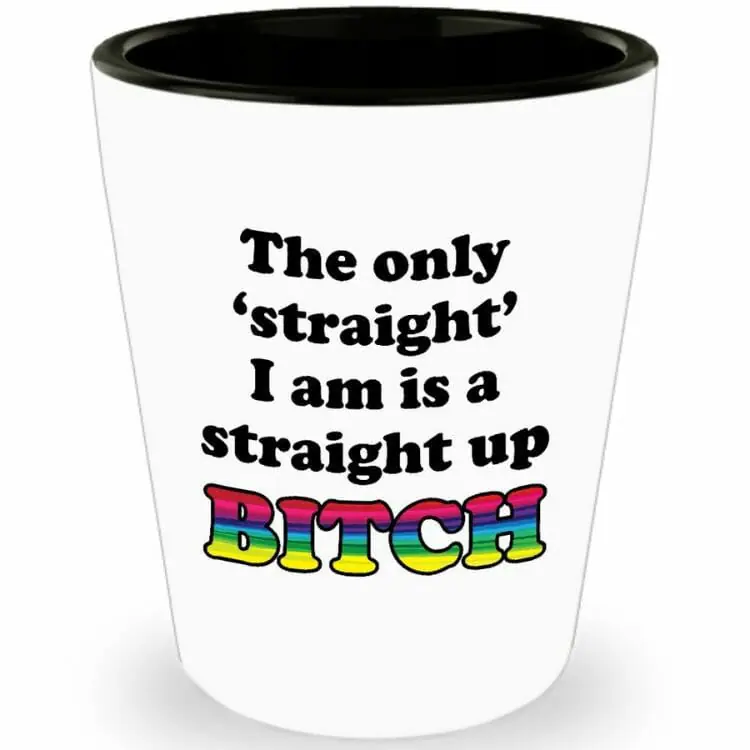 Straight Up Bitch Funny Gay Shot Glass