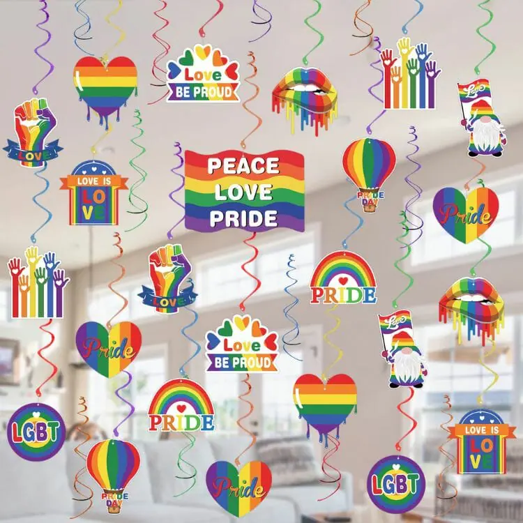 Tifeson 35 Pcs Gay Pride Decorations Hanging Swirls