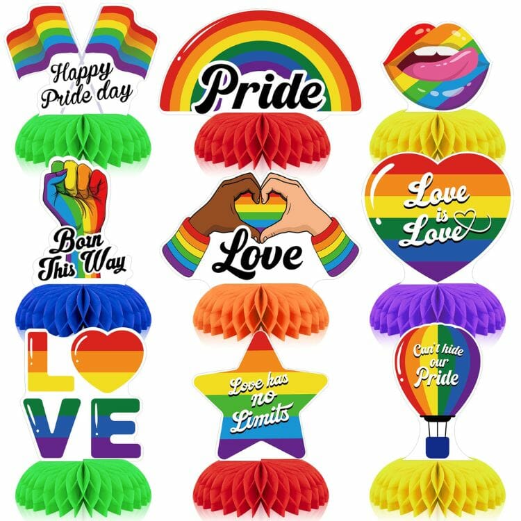 ZATAYE Rainbow Pride Honeycomb Centerpieces