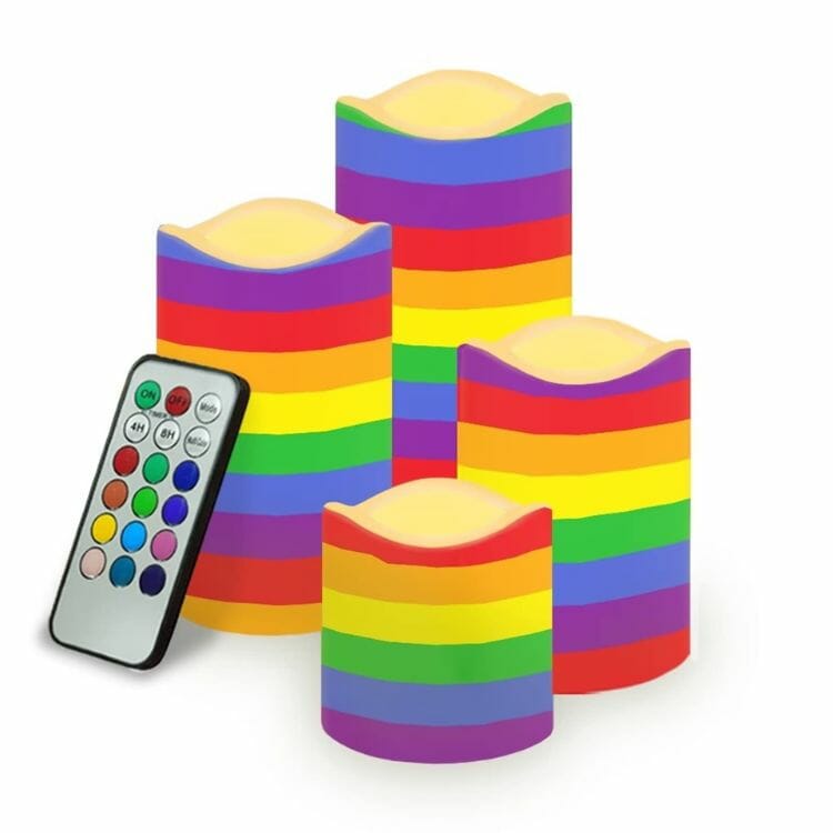 Howilath Rainbow LGBT Stripe Flameless Candles