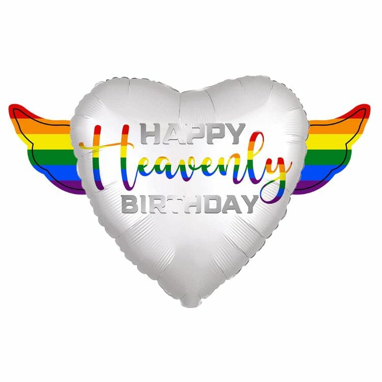 LGBT Happy Heavenly Birthday Heart Shaped Balloon