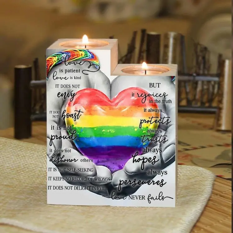 Love is Patient Love is Kind LGBT Candle Holder