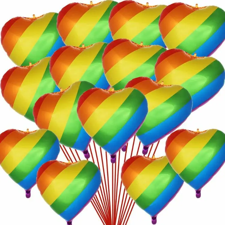 Rainbow Heart Pride Balloons