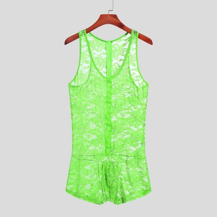 Sleeveless Flower Lace See-Through Rompers