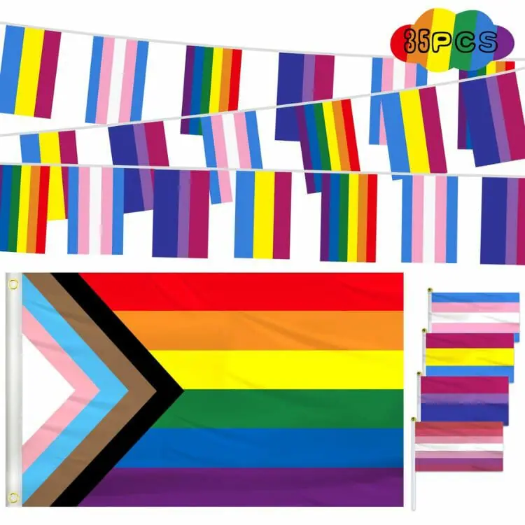 YUJUN 35 PCS Gay Pride Flags Decoration Set
