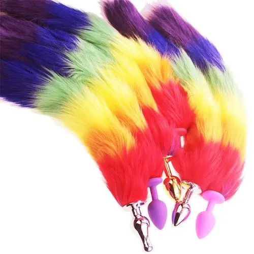 Rainbow-Colored Tail Plug Sex Toy