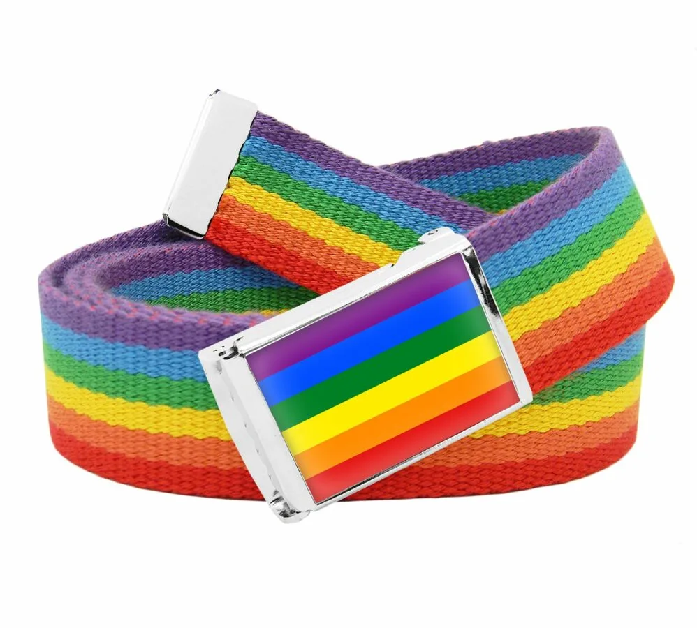 Unisex Rainbow Military Style Adjustable Belt