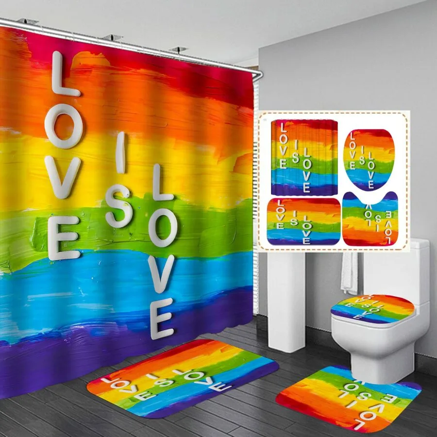 Fashion Man Rainbow Shower Curtain Set