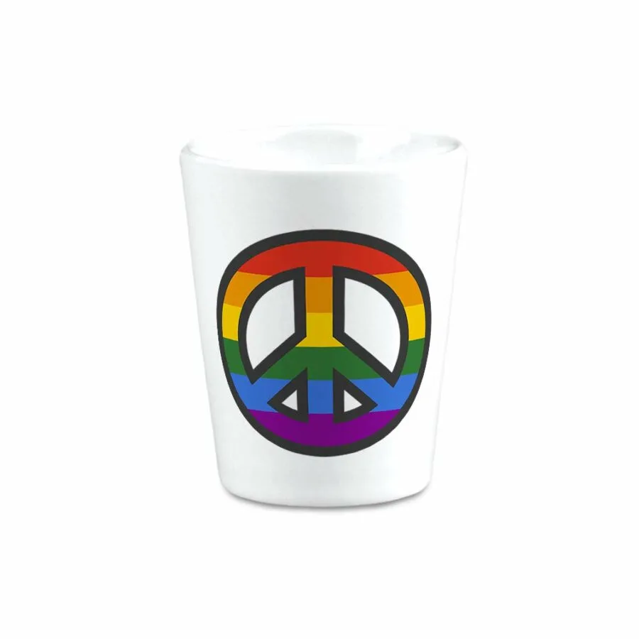 Ceramic Shot Glasses Gay LGBTQ Peace Sign