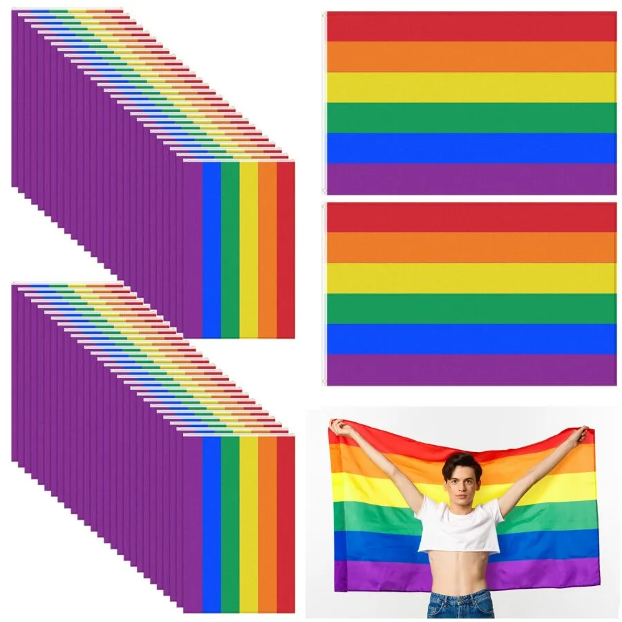 Tranqun 25 Pcs Rainbow Pride Flag