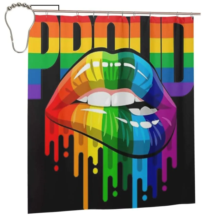HALINNY Rainbow Pride Lips Shower Curtain
