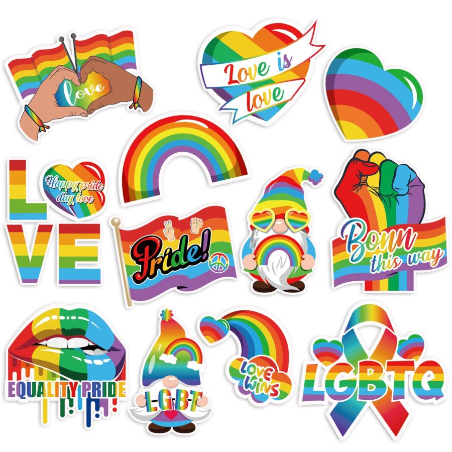 12 Pieces Rainbow Magnetic Stickers
