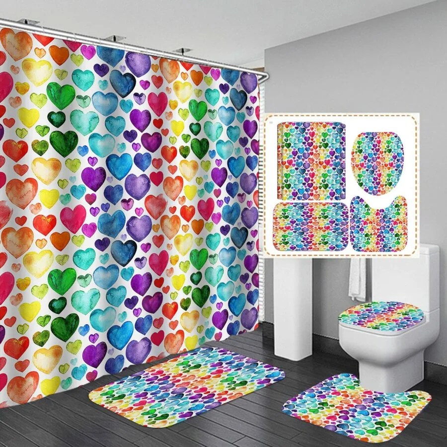 Hearts Shower Curtain Set