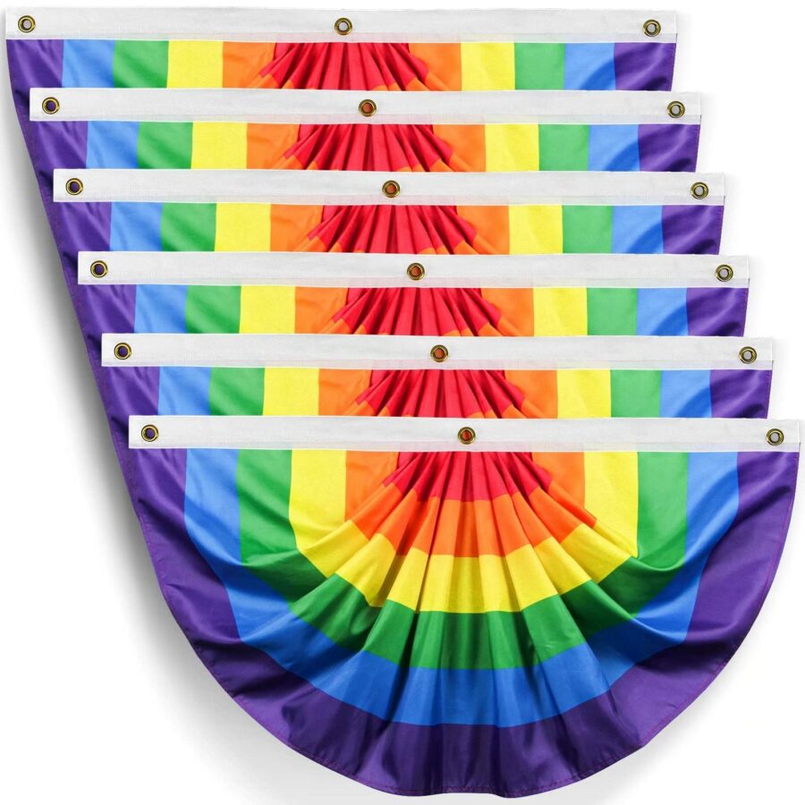 6 Pieces Pride Pleated Fan Flag Rainbow Bunting